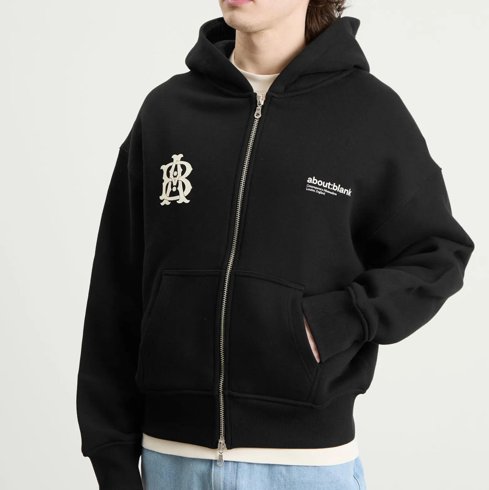 about:blank Dual Logo Zip Hoodie