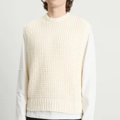 about:blank Moss Stitch Knitted Vest