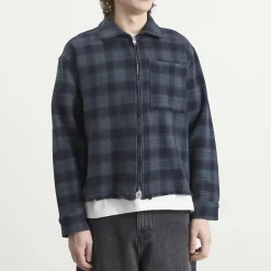 about:blank Plaid Zipped Overshirt