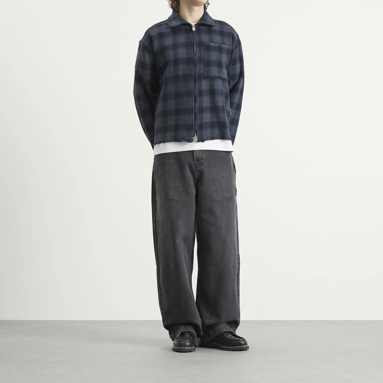 about:blank Plaid Zipped Overshirt