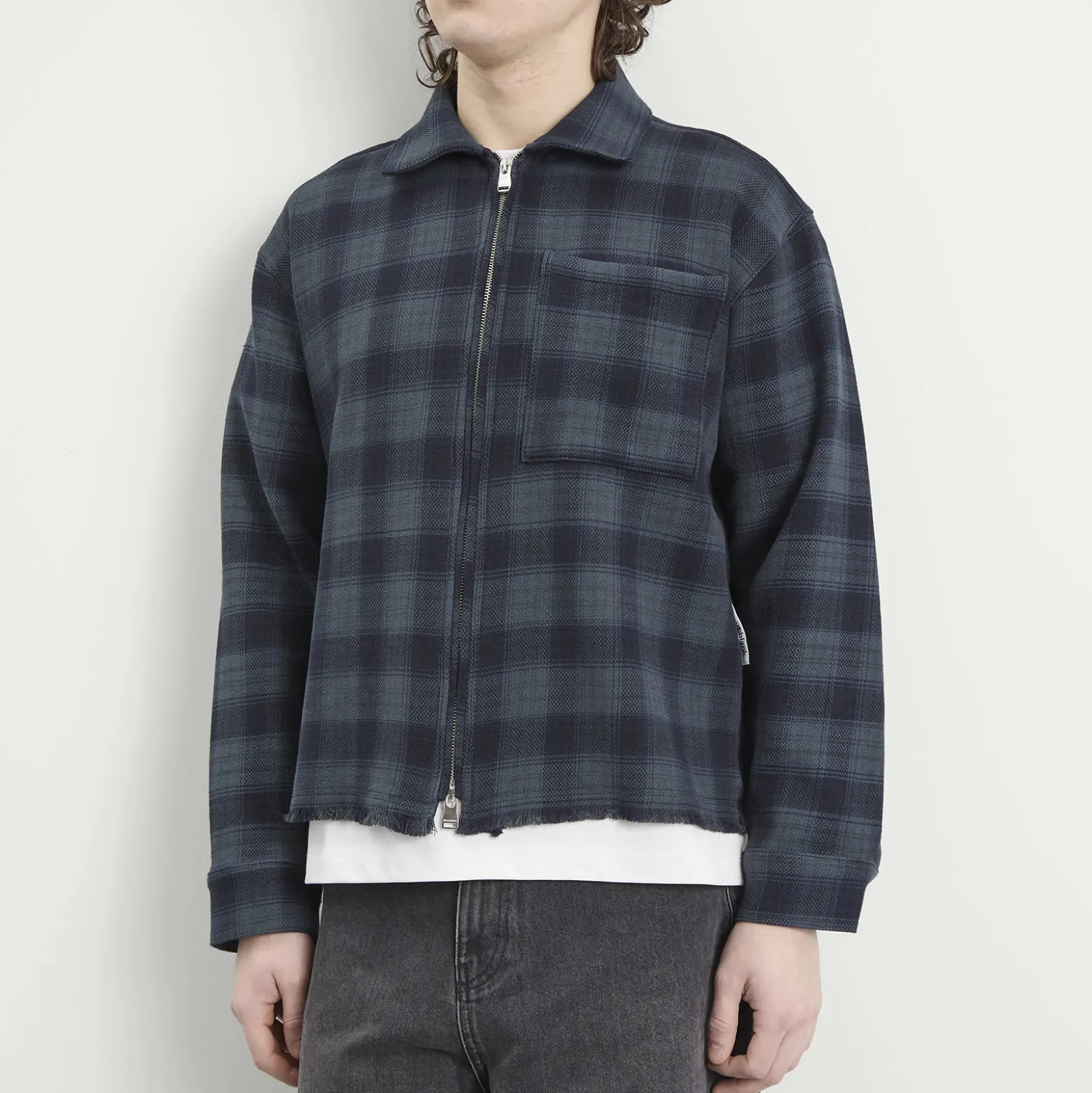 about:blank Plaid Zipped Overshirt