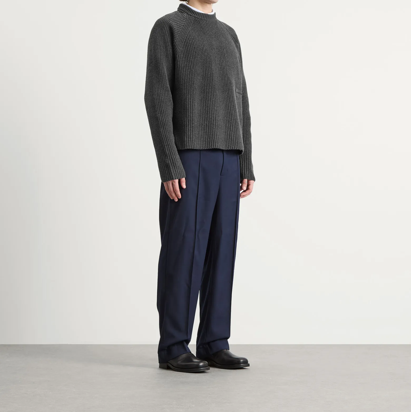 about:blank Rib Mock Neck Crew