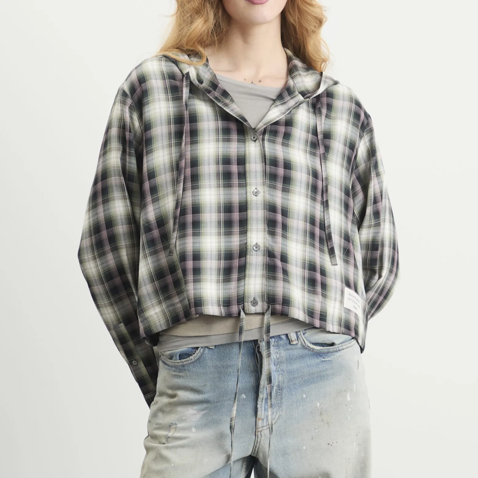 Acne Studios Sip Check Flannel Hooded Shirt
