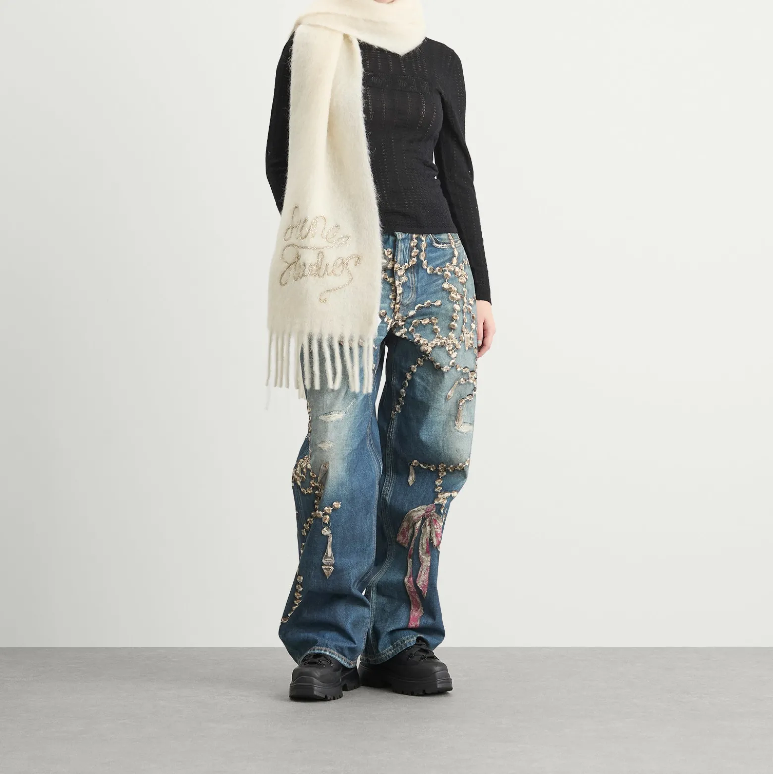 Acne Studios Vally Embroidered Scarf