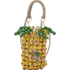 ALÉMAIS Wood Bead Pineapple Mini Bag