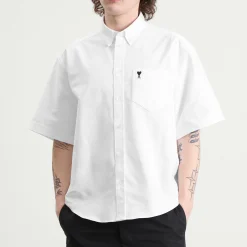 AMI Paris Boxy Short Sleeve Shirt With Embroidered ADC