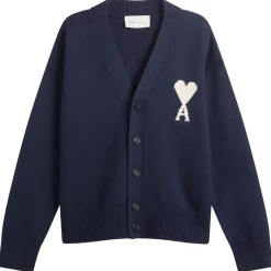 AMI Paris Cardigan With Contrasted Ami De Coeur