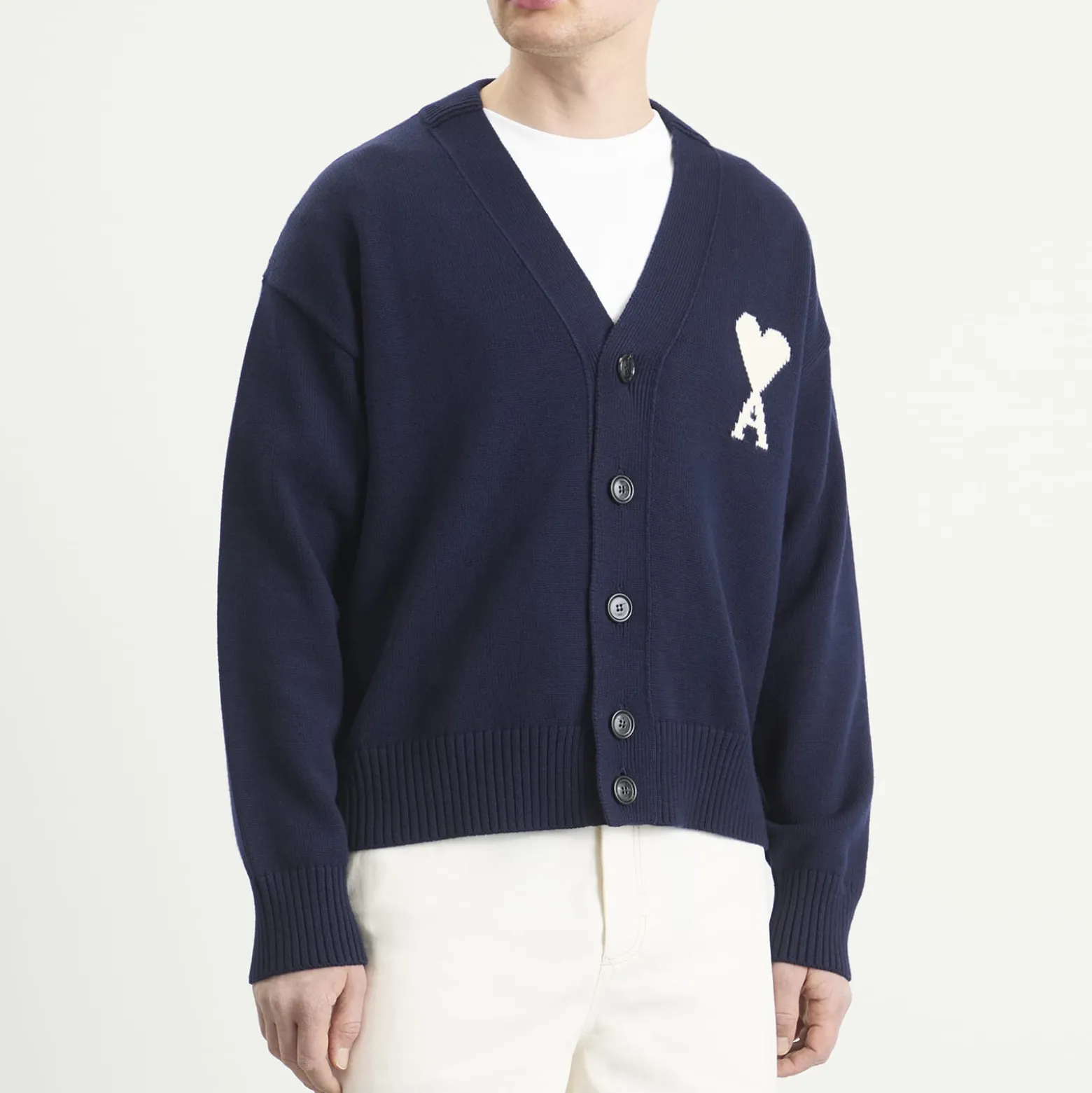 AMI Paris Cardigan With Contrasted Ami De Coeur