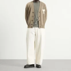AMI Paris Cardigan With Contrasted Ami De Coeur