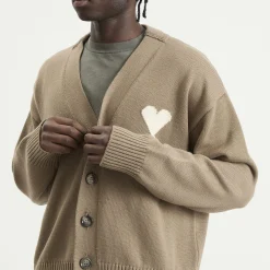 AMI Paris Cardigan With Contrasted Ami De Coeur