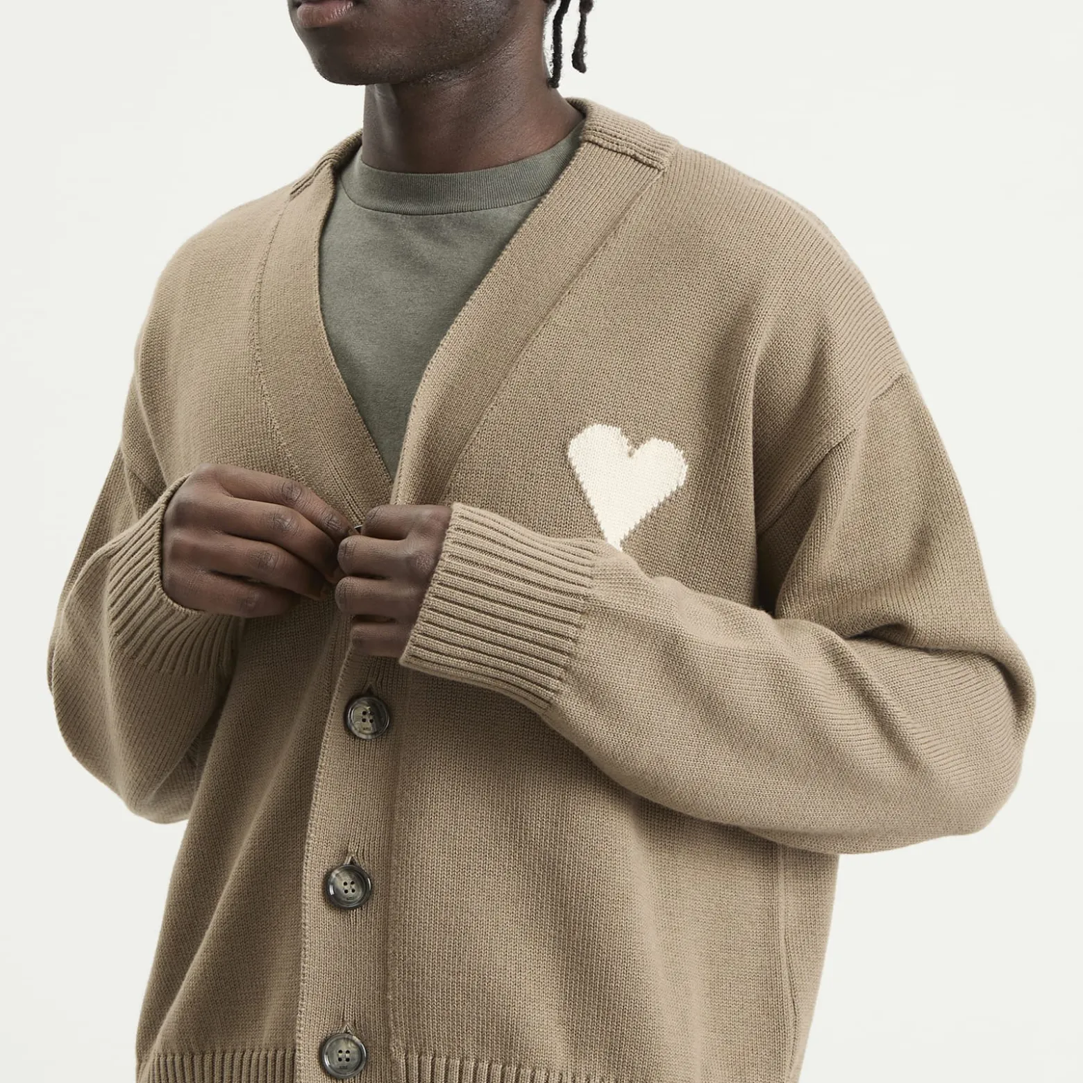 AMI Paris Cardigan With Contrasted Ami De Coeur