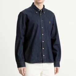 AMI Paris Contrasted Denim Ami De Coeur Shirt