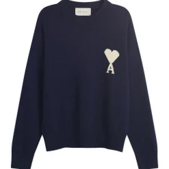 AMI Paris Crewneck Sweater With Contrasted Ami De Coeur