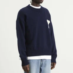 AMI Paris Crewneck Sweater With Contrasted Ami De Coeur