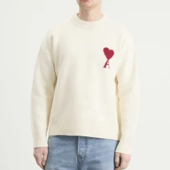 AMI Paris Crewneck Sweater With Contrasted Ami De Coeur