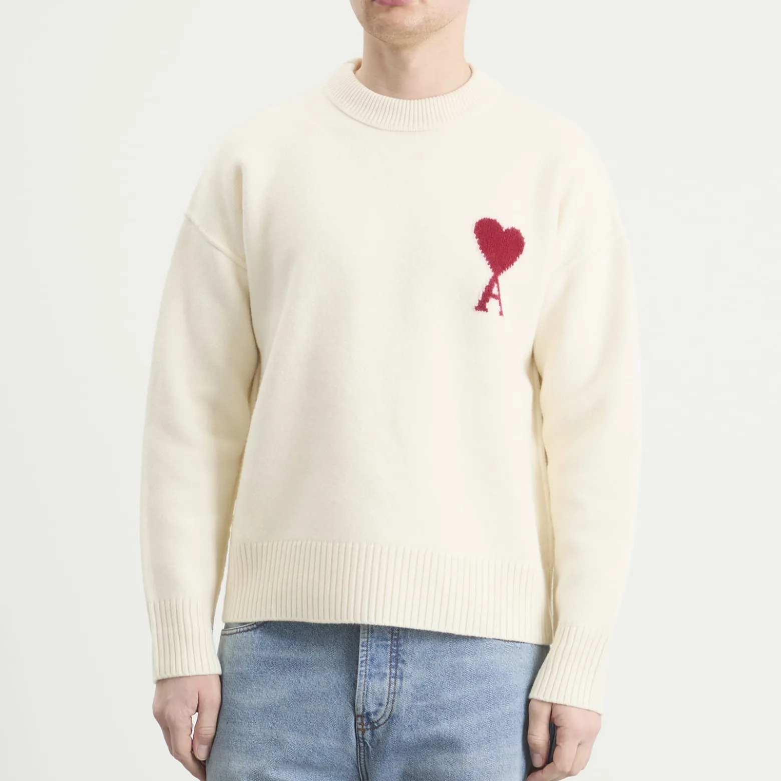 AMI Paris Crewneck Sweater With Contrasted Ami De Coeur
