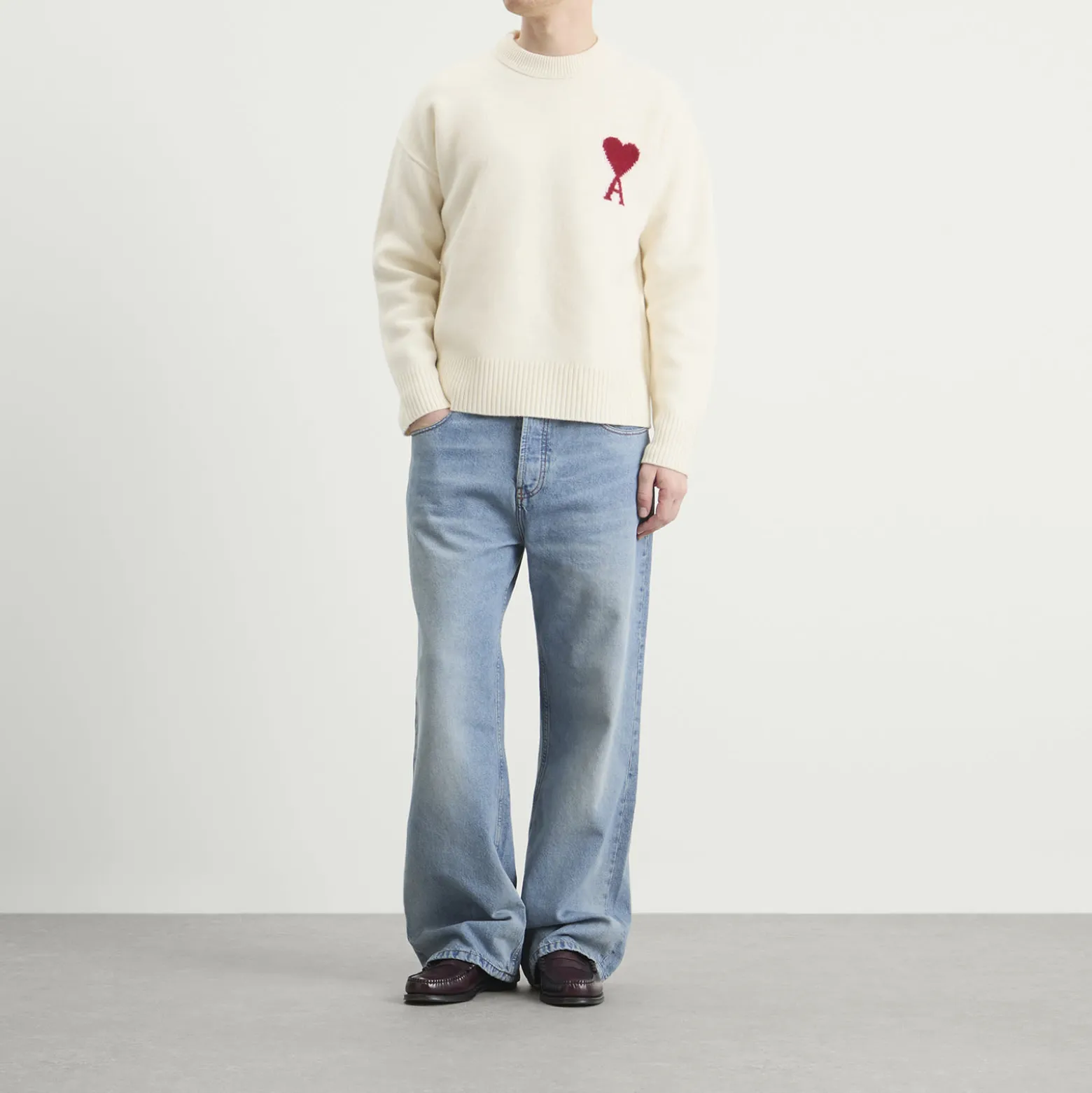 AMI Paris Crewneck Sweater With Contrasted Ami De Coeur