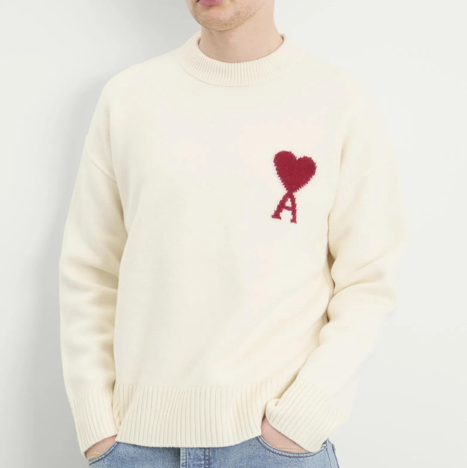 AMI Paris Crewneck Sweater With Contrasted Ami De Coeur