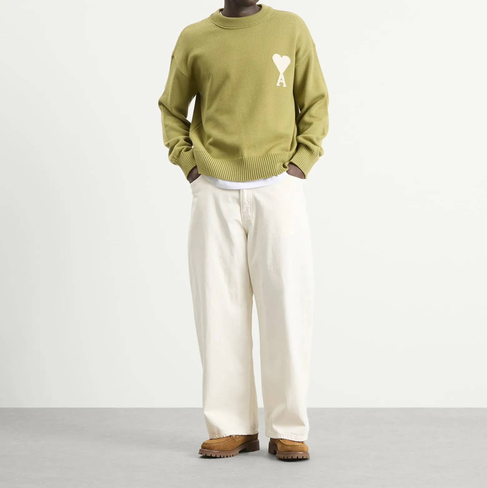 AMI Paris Crewneck Sweater With Contrasted Ami De Coeur
