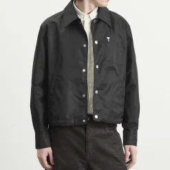 AMI Paris Denim Jacket With Ami De Coeur Stud