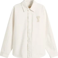 AMI Paris Denim Overshirt With Knitted Ami De Coeur