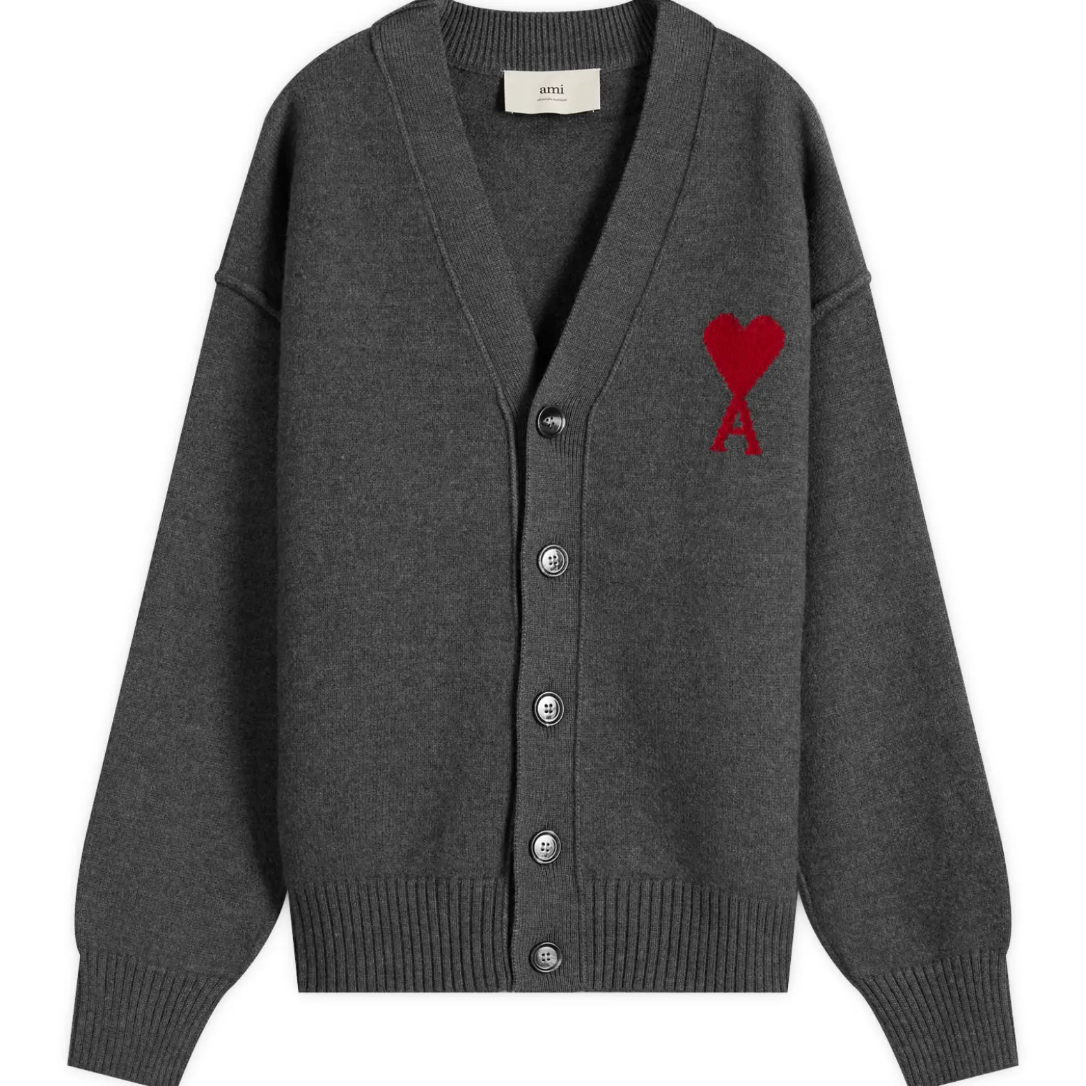 AMI Paris Felted Merino Wool Knit ADC Cardigan