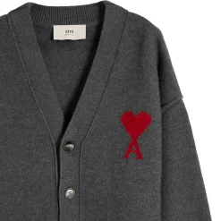 AMI Paris Felted Merino Wool Knit ADC Cardigan