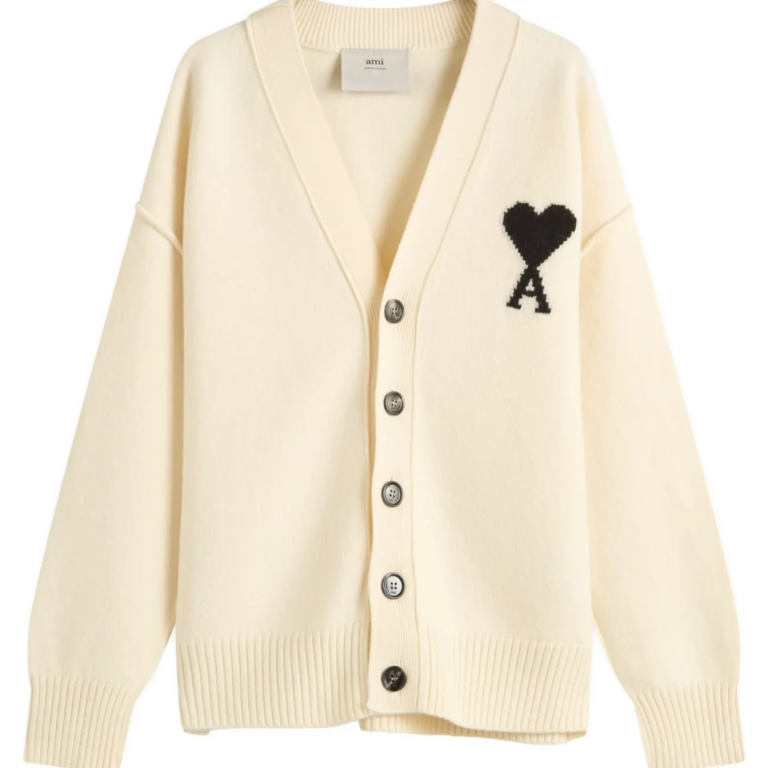 AMI Paris Felted Merino Wool Knit ADC Cardigan