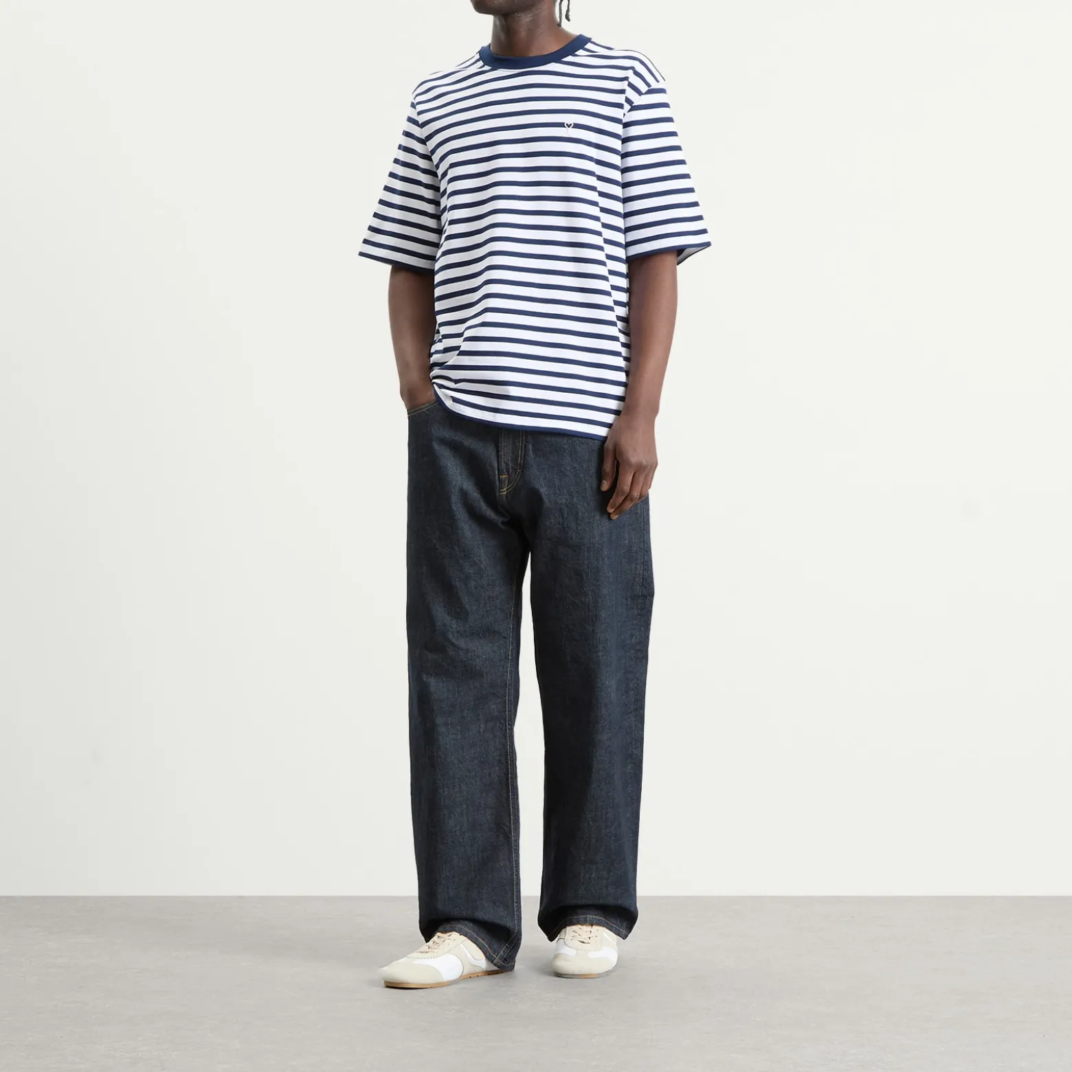 AMI Paris Short Sleeve Boxy Fit Mariniere T-Shirt