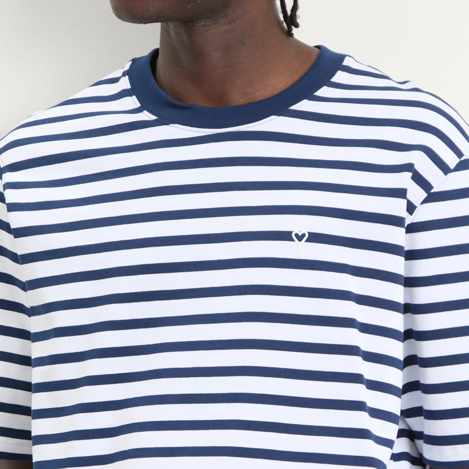 AMI Paris Short Sleeve Boxy Fit Mariniere T-Shirt