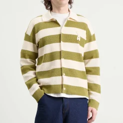 AMI Paris Stripe Knitted Shirt With Ami De Coeur Patch
