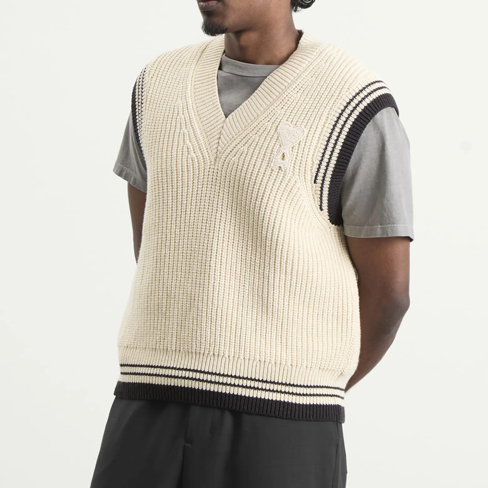 AMI Paris V Neck Sleeveless Sweater
