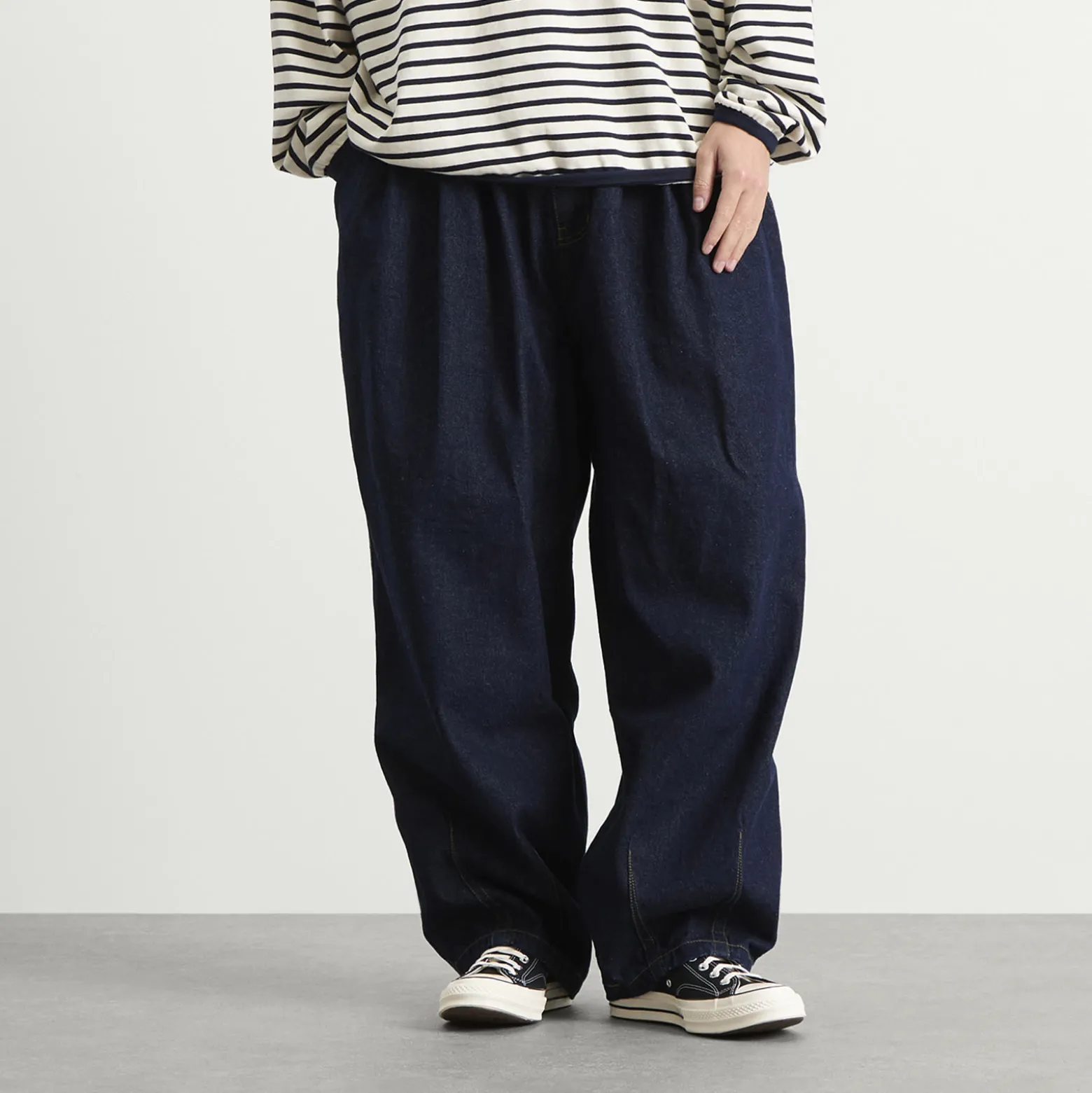 Anglan Rigid Indigo Denim Balloon Pants