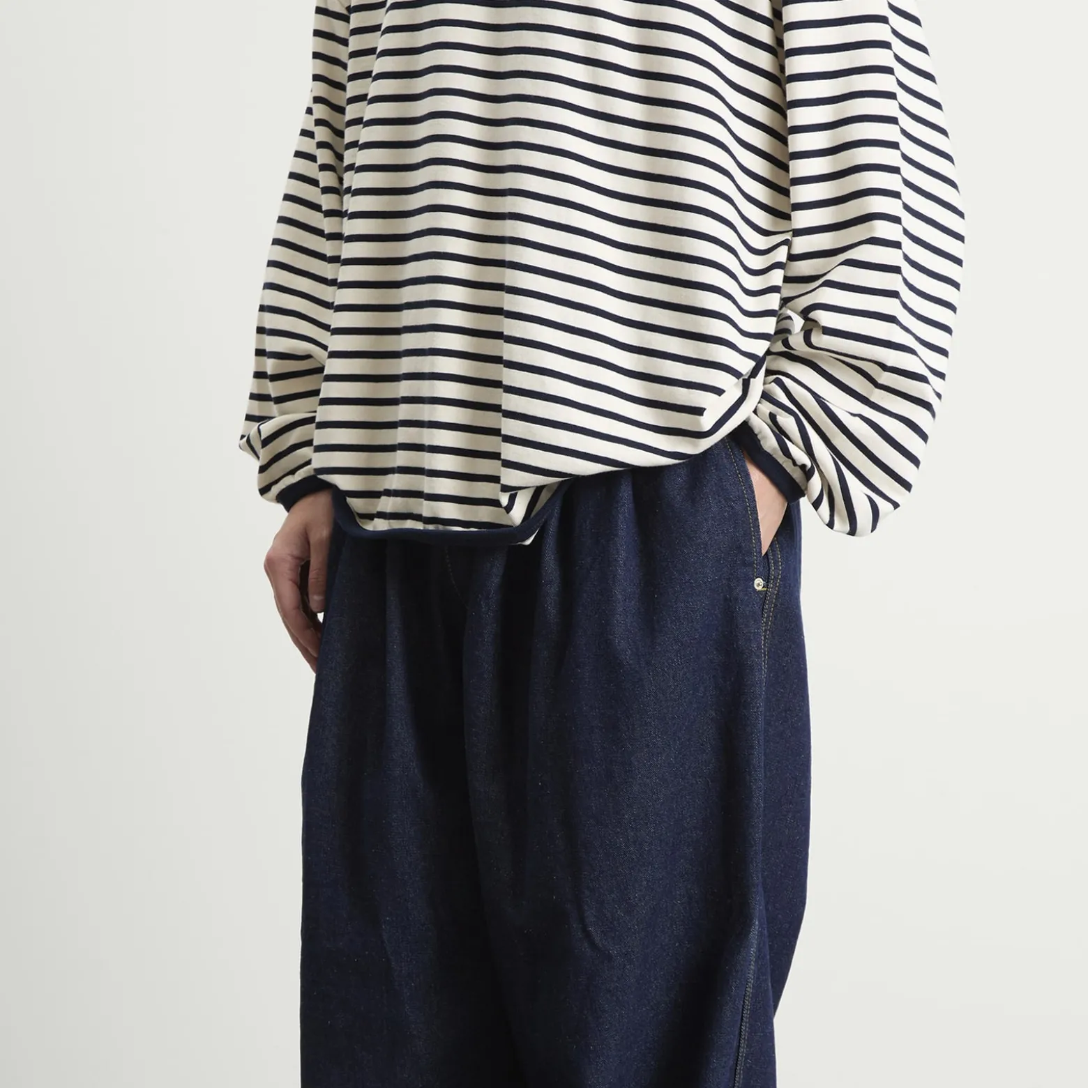 Anglan Rigid Indigo Denim Balloon Pants