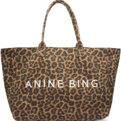 Anine Bing Leo Canvas Tote Leopard Bag