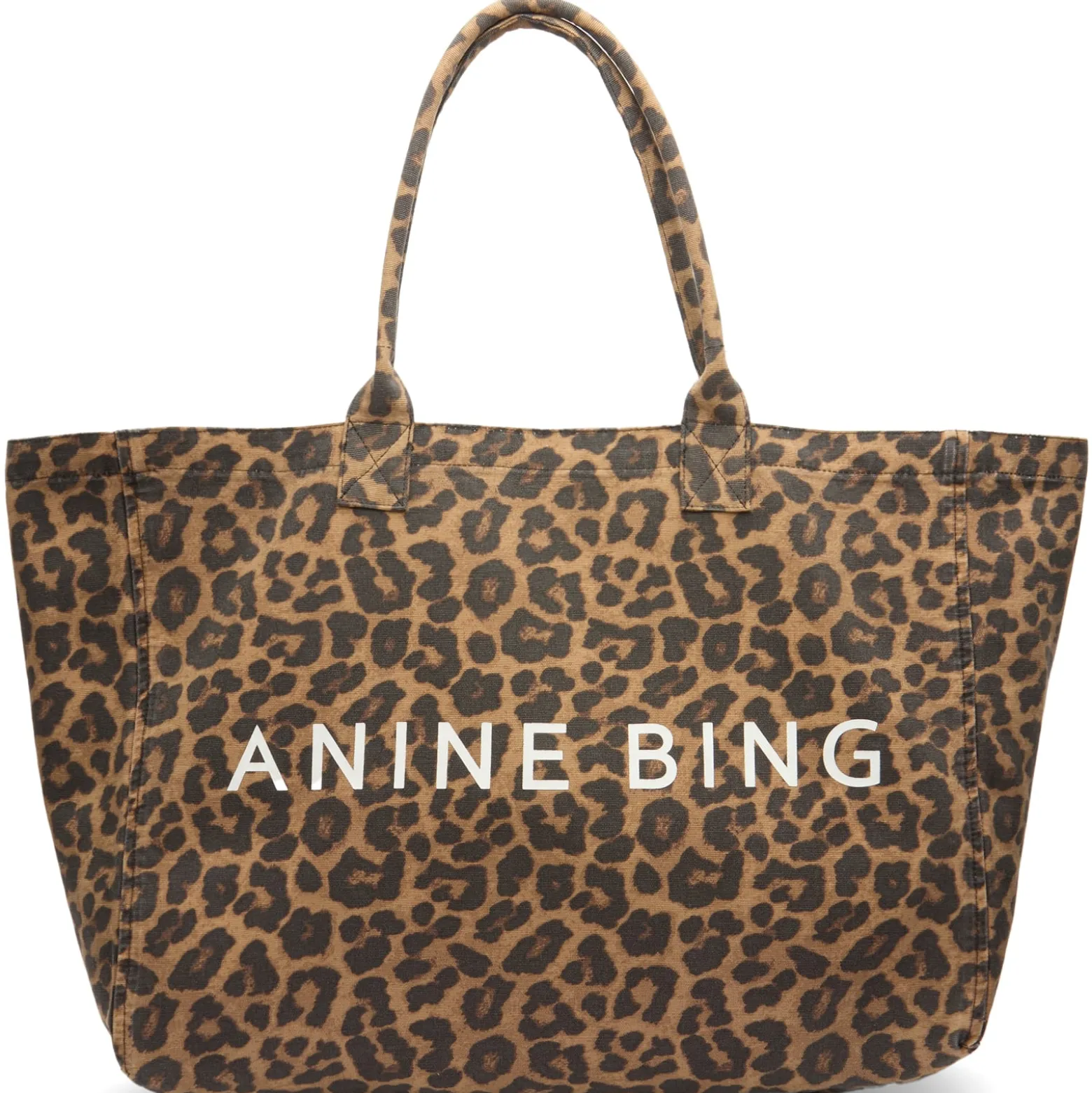 Anine Bing Leo Canvas Tote Leopard Bag
