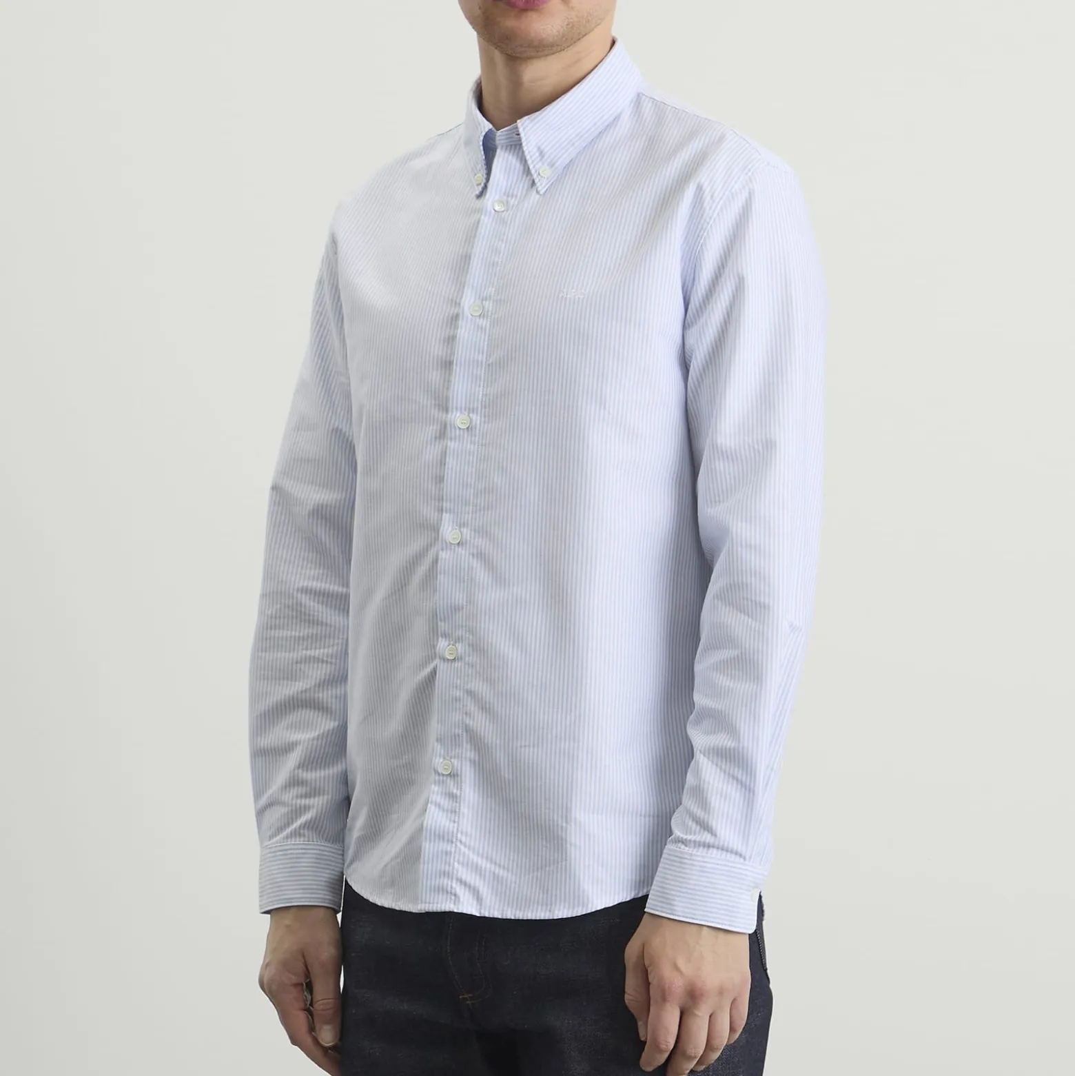 A.P.C. Greg Logo Button Down Stripe Shirt