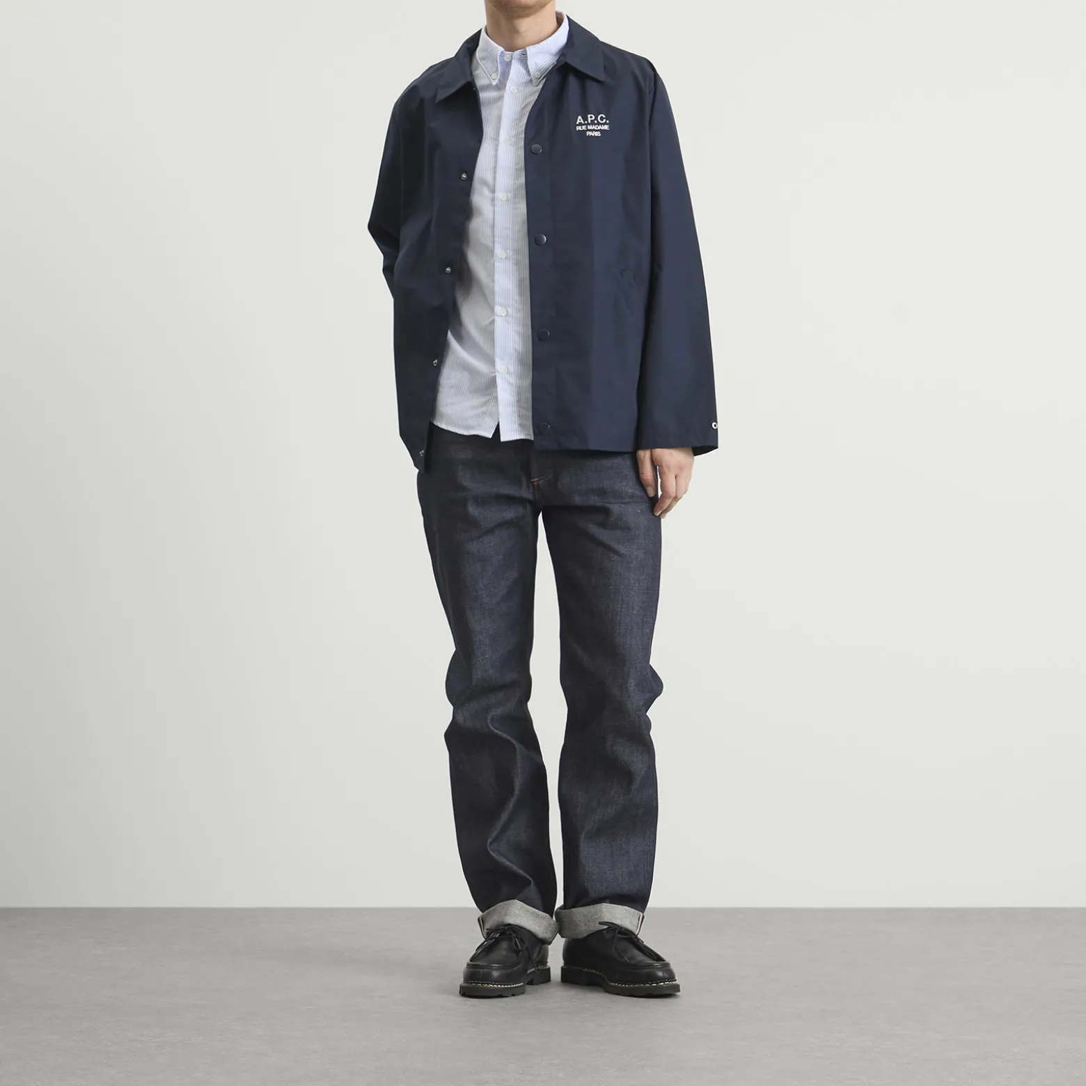 A.P.C. Greg Logo Button Down Stripe Shirt