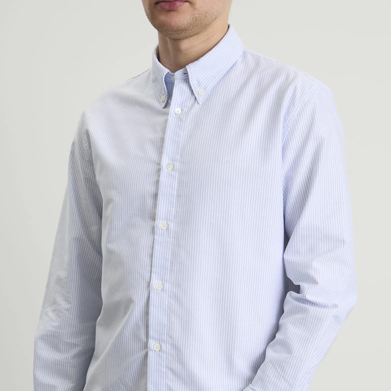 A.P.C. Greg Logo Button Down Stripe Shirt