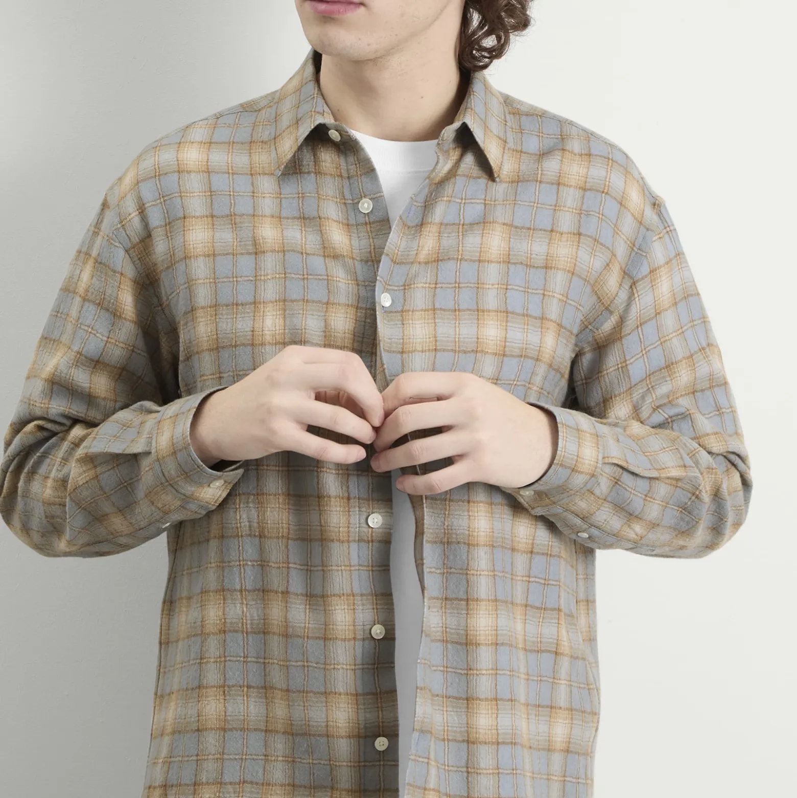 Auralee Airy Wool Check Shirt