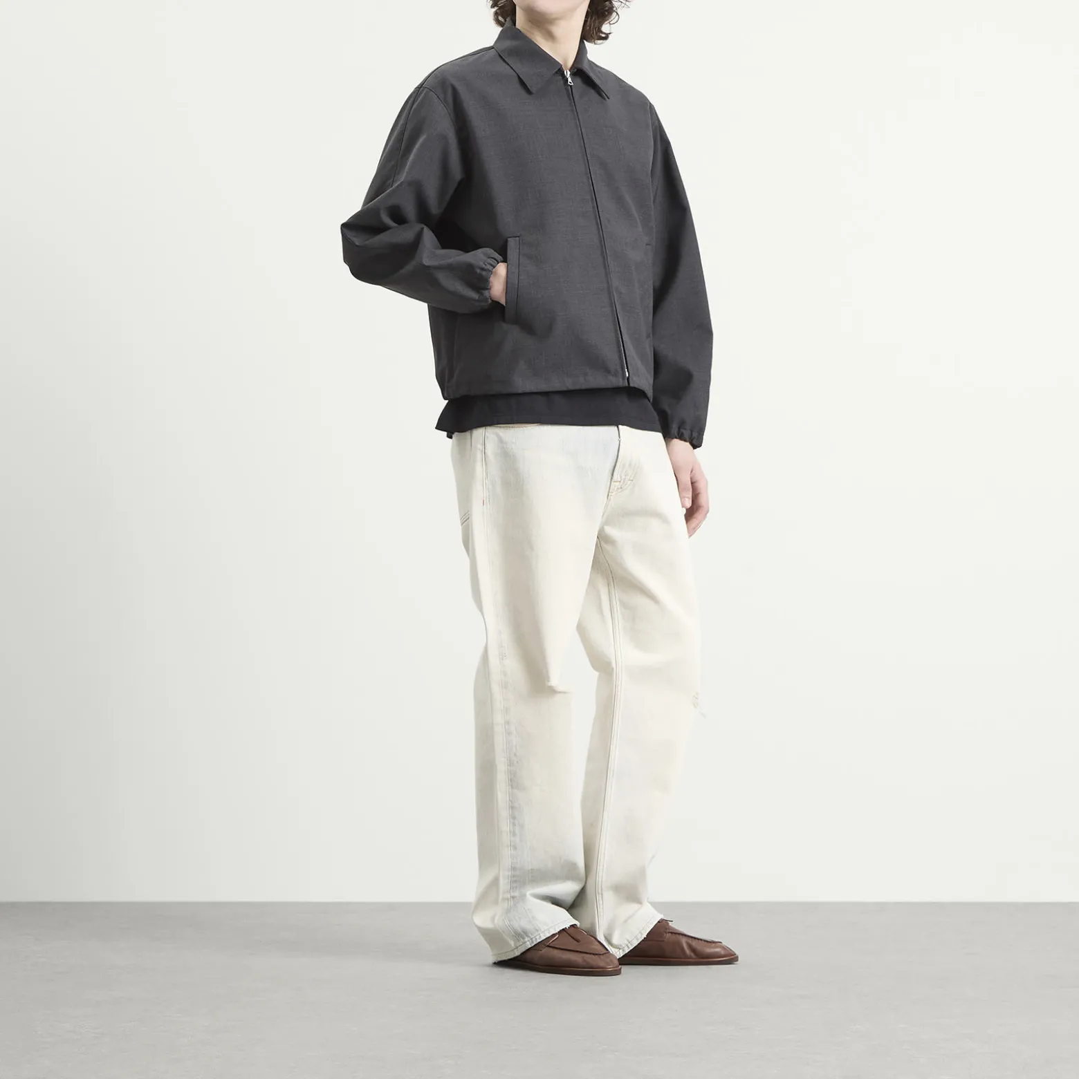 Auralee Bonded Tropical Wool Zip Blouson
