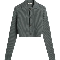 Auralee Crop Knit Shirt Cardigan