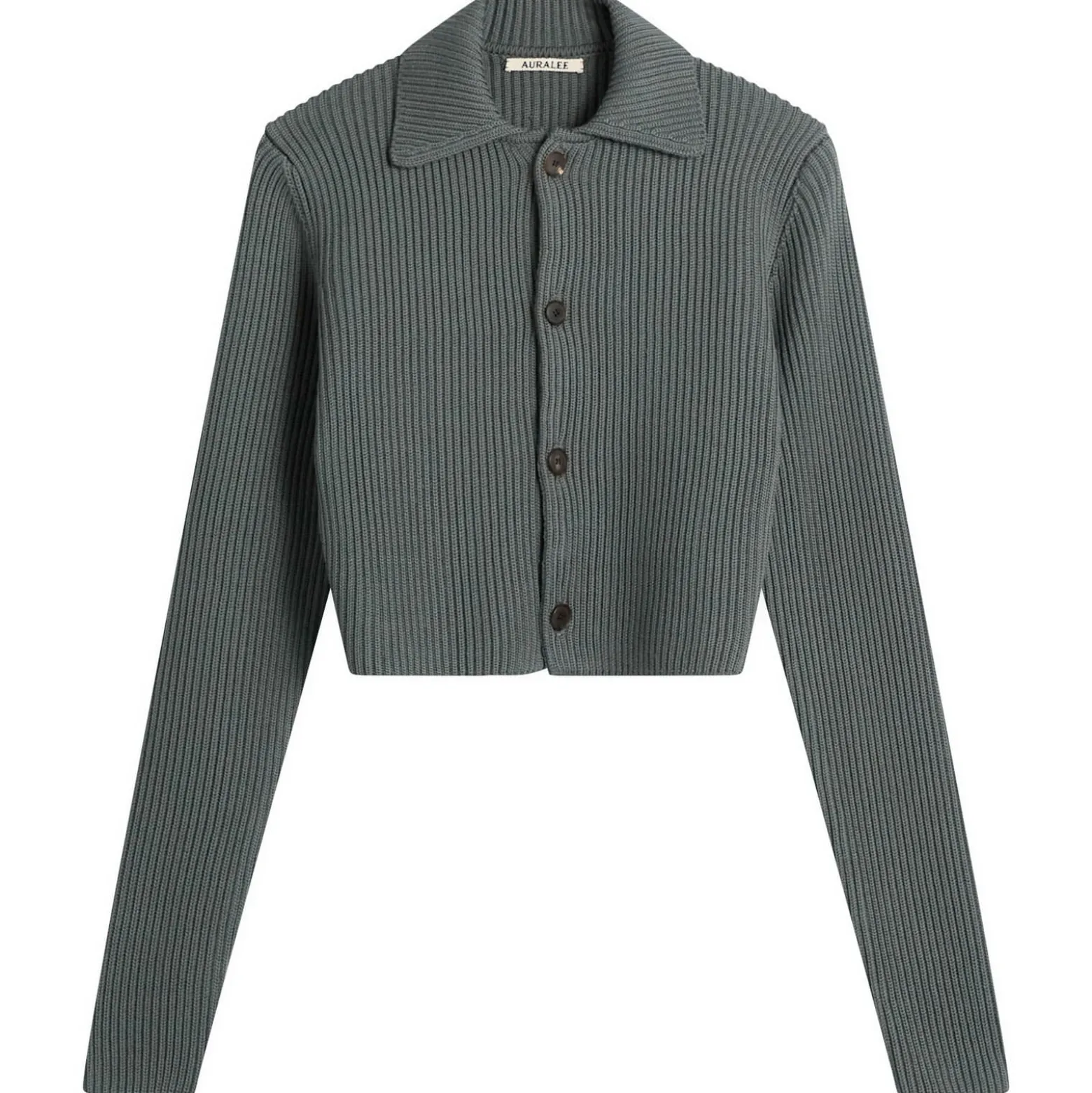 Auralee Crop Knit Shirt Cardigan