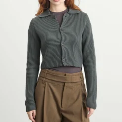 Auralee Crop Knit Shirt Cardigan