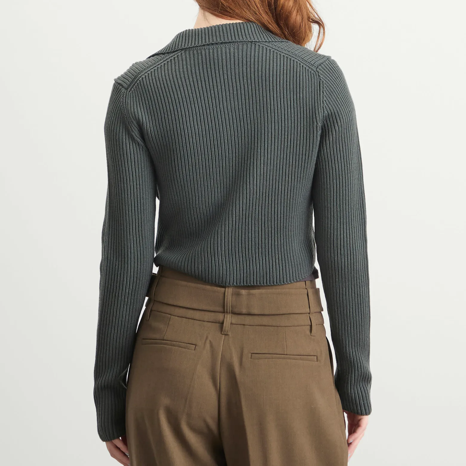 Auralee Crop Knit Shirt Cardigan