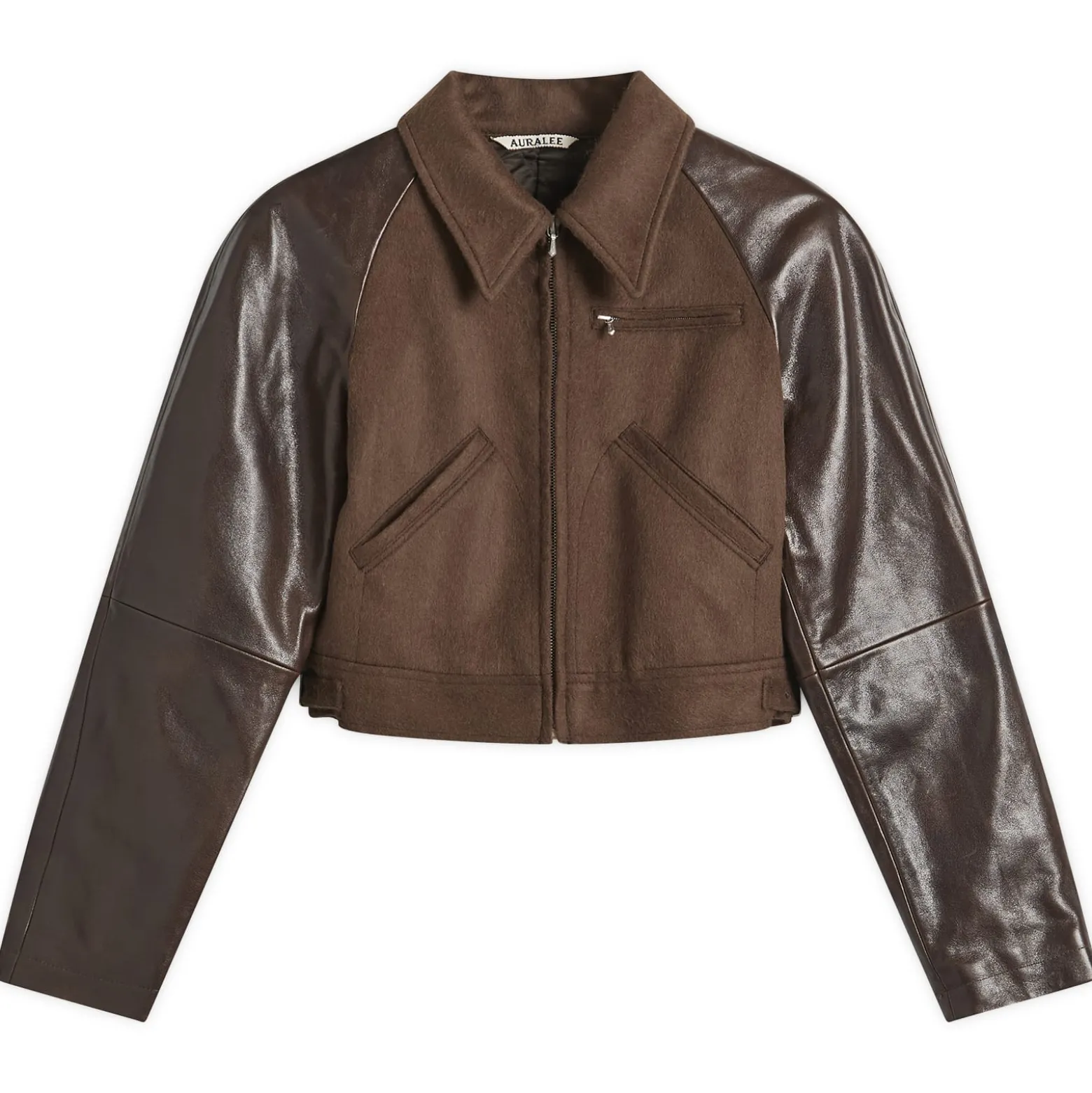Auralee Flannel Crop Zip Jacket