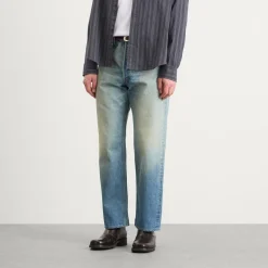 Auralee Selvedge Faded Straight Jeans