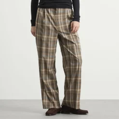 Auralee Wool Check Two-Tuck Slacks