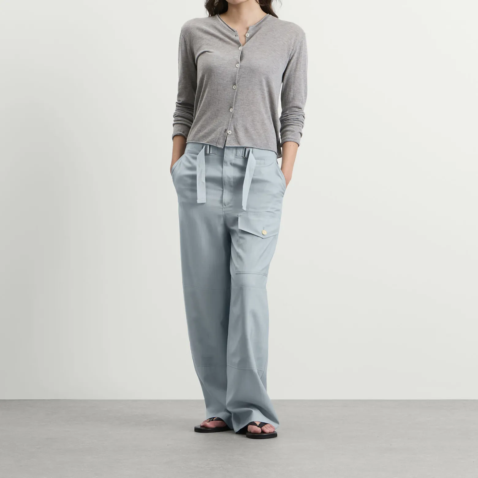 Auralee Wool Herringbone Cargo Pants