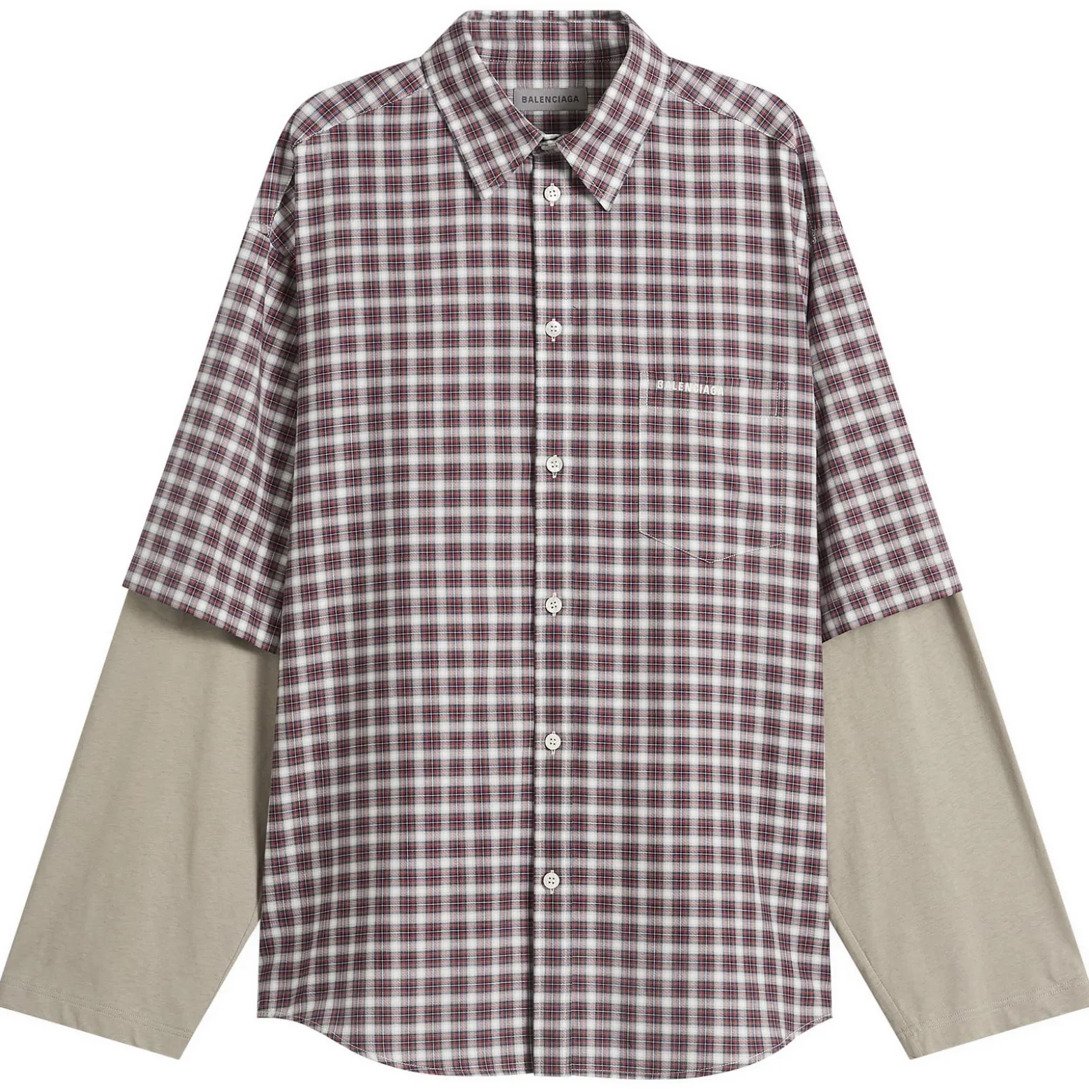 Balenciaga Check Poplin Double Layer Shirt